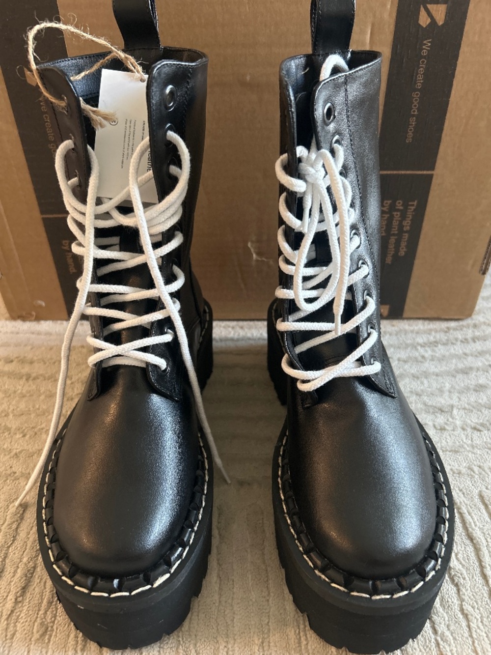 BOHEMA - Worker Monster Boots Black, Vegan Grape Leather